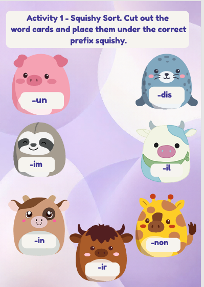 Year 6 Prefixes: Negative and Opposites – Squishes Theme